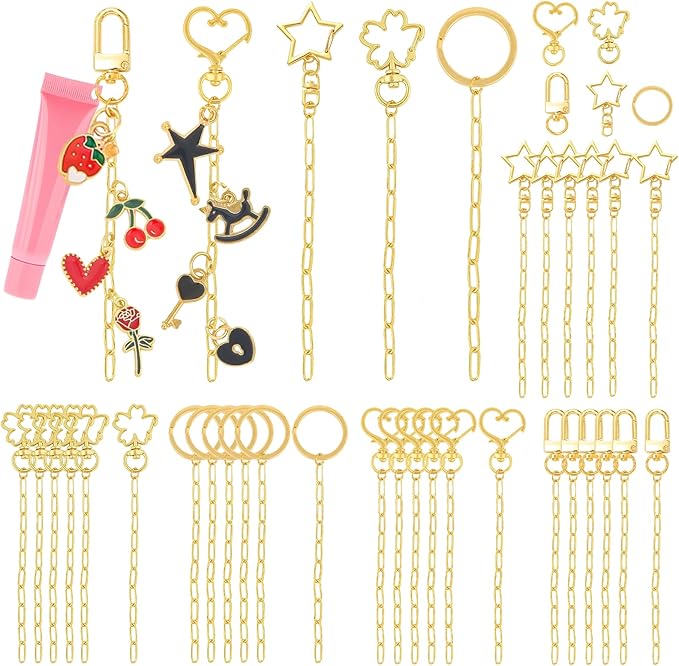 Ecoofor 50 Set Keychain Making Kit, 5 Style Metal Keychain Clips with Swivel Snap Hooks, Lobster Clasps, Key Rings & Extender Chains for DIY Crafts, Jewelry, Bags, Keychains & Gift Accessories
