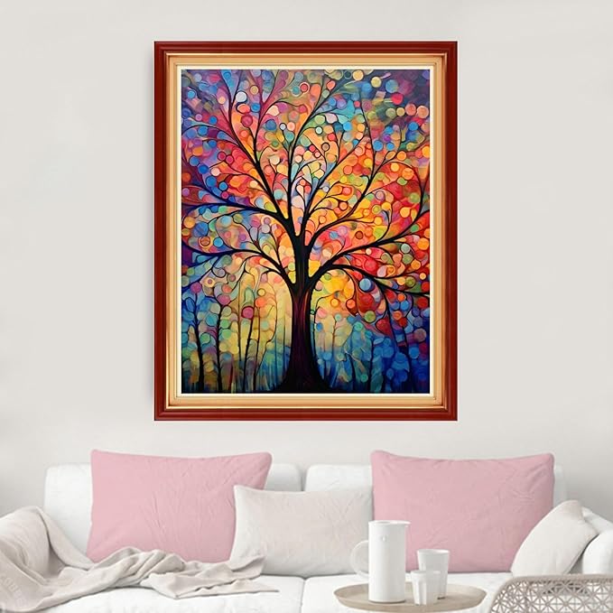 dimxvean stamped cross stitch kits,cross stitch kits for adults beginners,embroidery kits full range of cross stitch stamped kits needlepoint kits cross stitch patterns- moonlight tree 16x20 inch