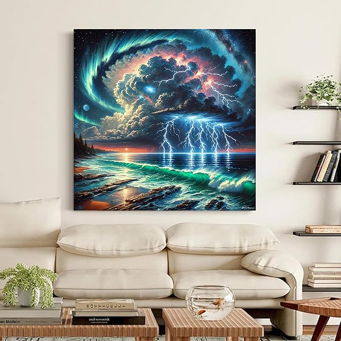EIBEILI Diamond Painting Kits for Adults, 5D Diamond Art Kits for Beginners, Sea DIY Full Round Drill Paint with Diamonds Dots Gem Art for Home Wall Decor Gift 14x14 Inch