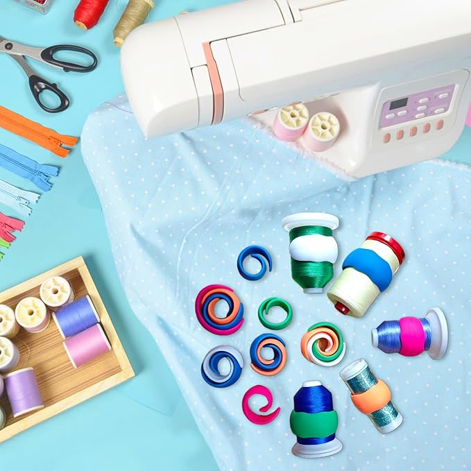 Simthread 40 Colors Polyester Embroidery Machine Thread 500M (550Y) with 40PCS Thread Spool Huggers Kit for Brother Janome Singer Pfaff Husqvarna Bernina Sewing Machines