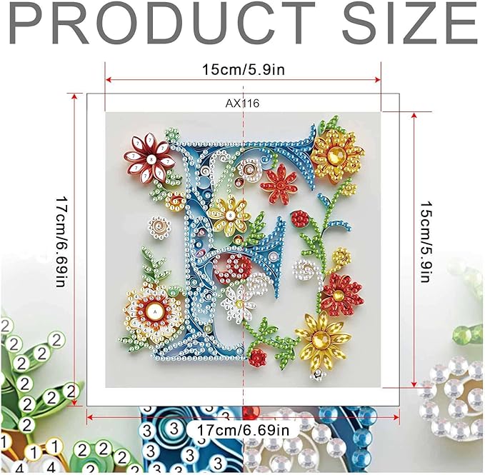 MVVMTOP Diamond Painting Kit, 5D DIY Letter F, Special Shape Crystal Artificial Diamond Art Partial Mosaic Handicraft for Beginners, Wall Decor Gift for Bedroom, Office, Living Room 6.7x6.7in