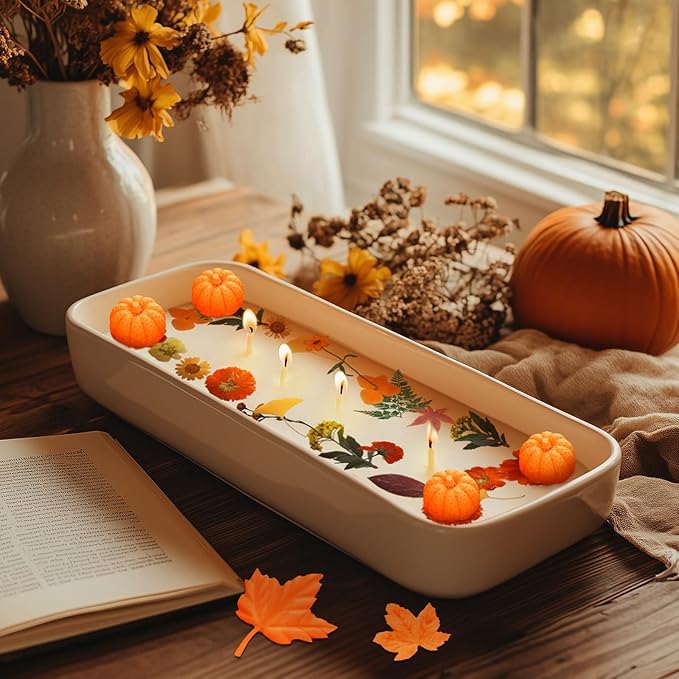 Janinka 108 Pcs Christmas 3D Pumpkin Silicone Candle Molds Gift Set DIY Craft Resin Pumpkin Molds Making Kit with Maple for Xmas Craft Making Fondant Soap Candy Clay Tools Home Decor