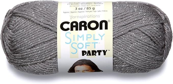 Caron Simply Soft Party Platinum Sparkle Yarn - 3 Pack of 85g/3oz - Acrylic - 4 Medium (Worsted) - 164 Yards - Knitting/Crochet