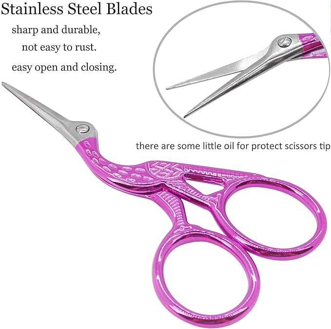 BIHRTC Little Bird Scissors 3.6Inch Sewing Scissors with Artificial Leather Cover Craft Scissor Shears for Crafting Threading Cross Stitch Cutting Art Work DIY Tool