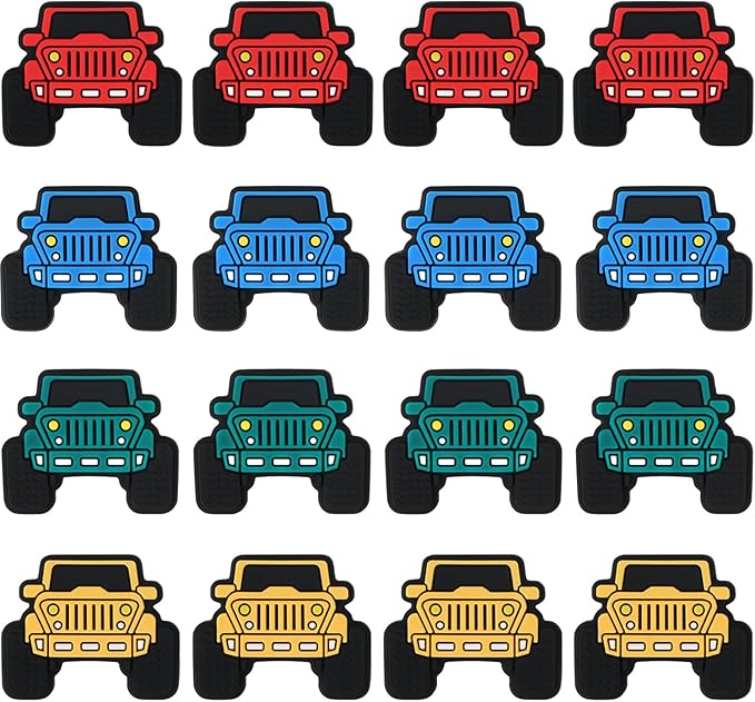 EVERMARKET 16pcs Truck Silicone Focal Beads Bulk - Car Silicone Beads for Pens, DIY Crafts Necklace, Bracelet, Lanyard