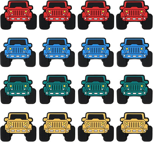 EVERMARKET 16pcs Truck Silicone Focal Beads Bulk - Car Silicone Beads for Pens, DIY Crafts Necklace, Bracelet, Lanyard