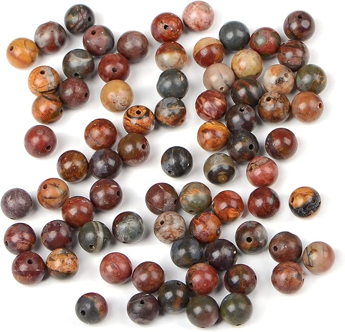 bymitel 140pcs natural crystal beads stone gemstone round energy healing loose beads with stretch cord for jewelry making bracelets anklets (picasso, 8mm 140pcs)