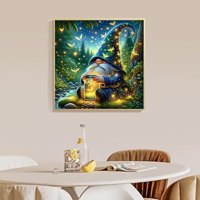 Camocin Diamond Art Kits for Adults Gnomes, 5D Gnome Diamond Painting Kits for Adults Beginners, DIY Gnome Full Round Dots Drill Gem Art Kit for Gift Home Wall Decor 14 x 14 Inch
