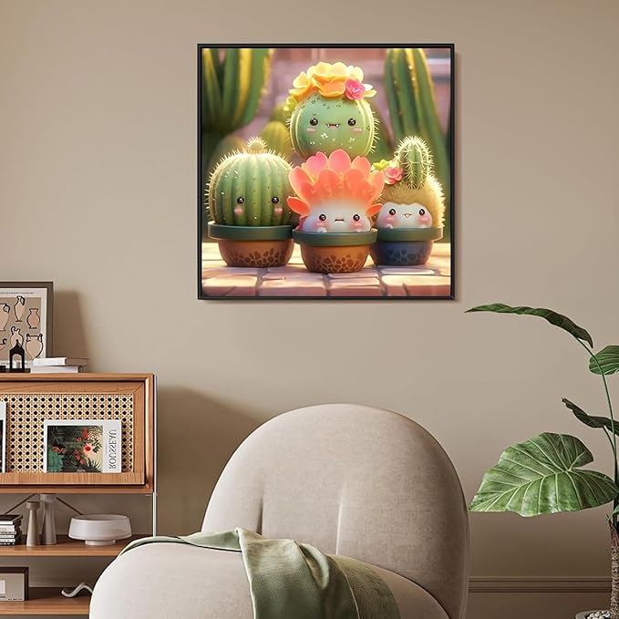 YPF Succulent Diaomnd Painting Kits for Adults DIY 5D Round Full Drill Diamond Art Adult Diamond Painting Very Suitable for Home Leisure and Wall Decoration 13.8x13.8 (Inches)