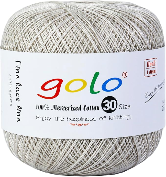 golo Crochet Thread Size 30 Yarn for Hand Kniting Yarn for Tatting Moon Grey 223