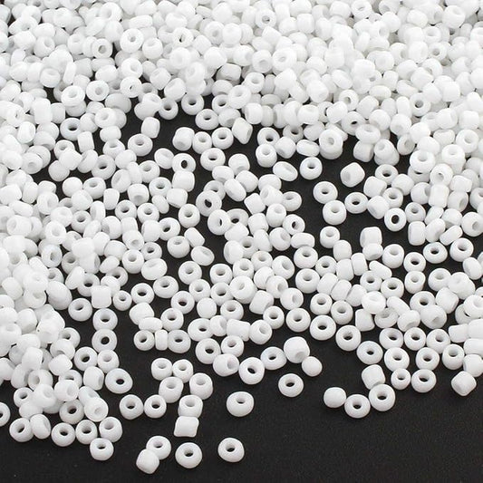 Perlin Glass Seed Beads 2mm 11/0 Round Mini Small Pony Beads 6500pcs for Making Earrings Bracelets Pendants Waist Jewelry DIY Handmade Opaque Color Kit (White)