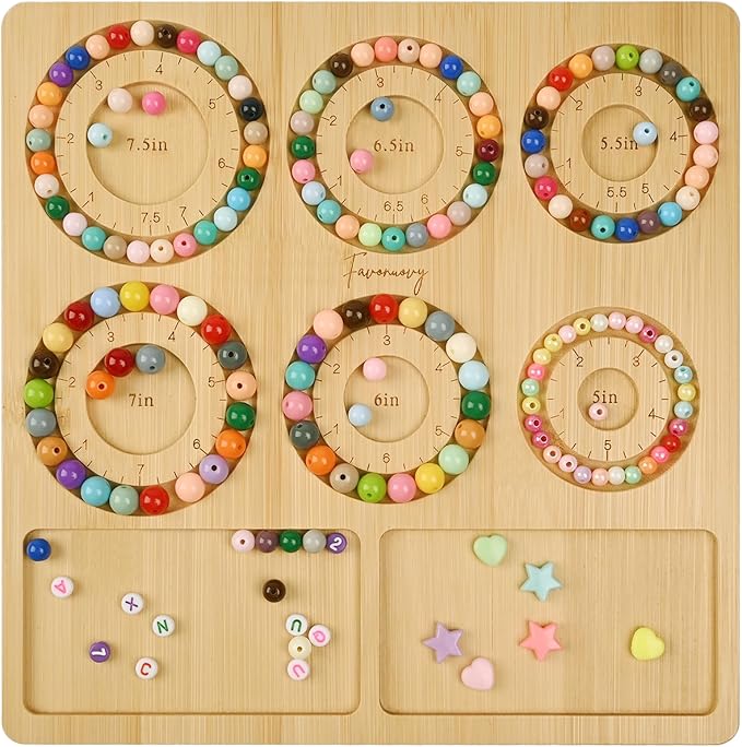 Favonuovy Bead Boards for Jewelry Making Bamboo Bracelet Making Bead Tray 5" 5.5" 6" 6.5" 7" 7.5" All in Inches Wooden Bracelets Sizer Measurement Design Tool Beading & Jewelry Making Supplies