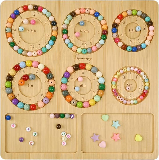 Favonuovy Bead Boards for Jewelry Making Bamboo Bracelet Making Bead Tray 5" 5.5" 6" 6.5" 7" 7.5" All in Inches Wooden Bracelets Sizer Measurement Design Tool Beading & Jewelry Making Supplies