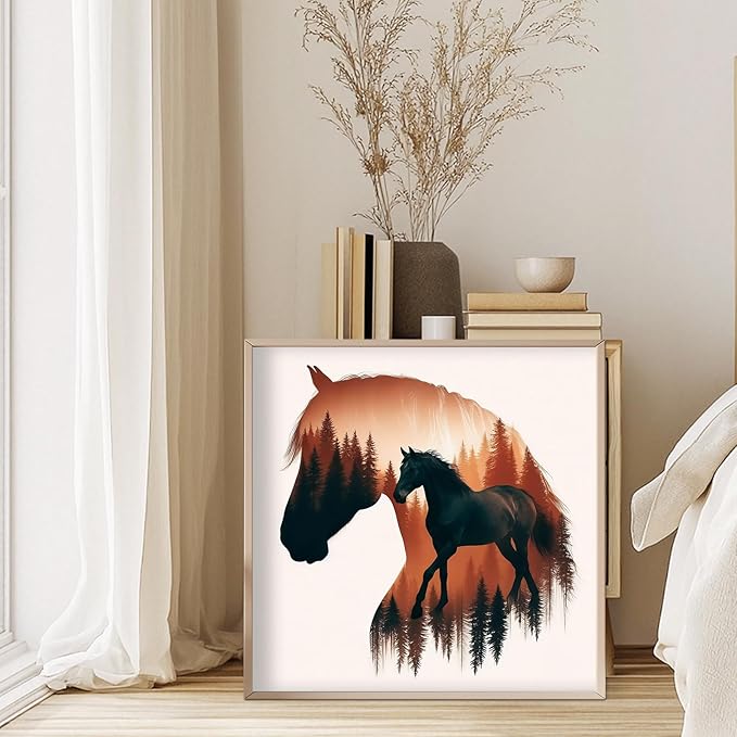 GEEHEIY Horses Diamond Art Kits for Adults, 5D Horses Diamond Painting Kits for Beginner, DIY Animal Gem Art Dots for Adults, Perfect for Home Wall Decor 14x14 Inch