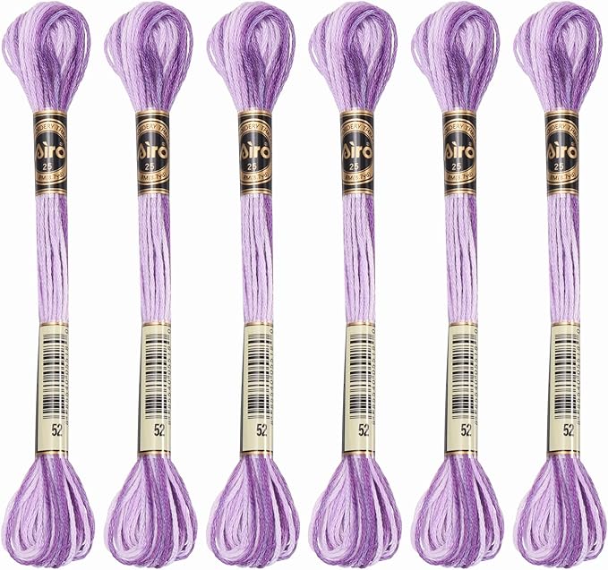 PATIKIL 6 Skeins Embroidery Floss, Polyester Embroidery Threads Bracelets String for Cross-Stitch Hand Embroidery, Purple