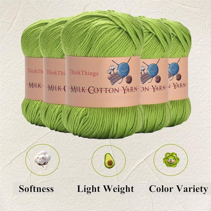 Acrylic Yarn for Crocheting Hand Knitting Crochet Thread Green Cotton Yarn 10Balls Pack 17.6Ounces Green Yarn for Beginner