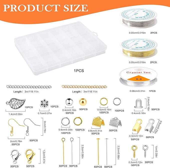 fuvooi Jewelry Repair Kit, Jewelry Making Supplies Kit Jewelry Pliers Set with Wires, Chain, Tweezers, Lobster Clasps, Jewelry Jump Rings