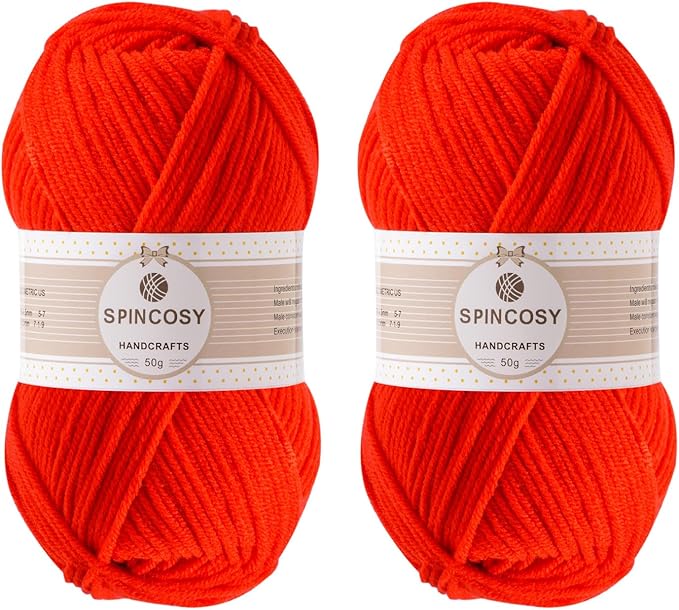 2 Pcs Crochet Yarn, Feels Soft 280 Yards Assorted Colors 4ply Acrylic Yarn for Crochet & Hand Knitting - Bright Red