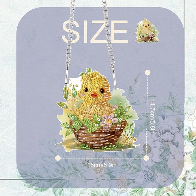 TDFERAN Diamond Painting Pendant DIY Chick Easter Diamond Art Ornament Kits Window Pendant, Diamonds Painting Hanging, Diamant Suncatcher Art Hanging for Wall Home Decor