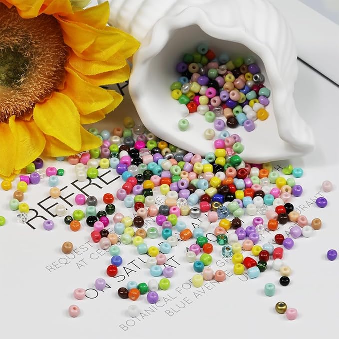 Bulk 4mm Multicolour Seed Beads for Jewelry Making 110 Grams About 1600pcs,6/0 Glass Craft for Making Earrings, Bracelets, Pendants, Waist Jewelry, DIY Handmade Seed Beads（Multicolour ）