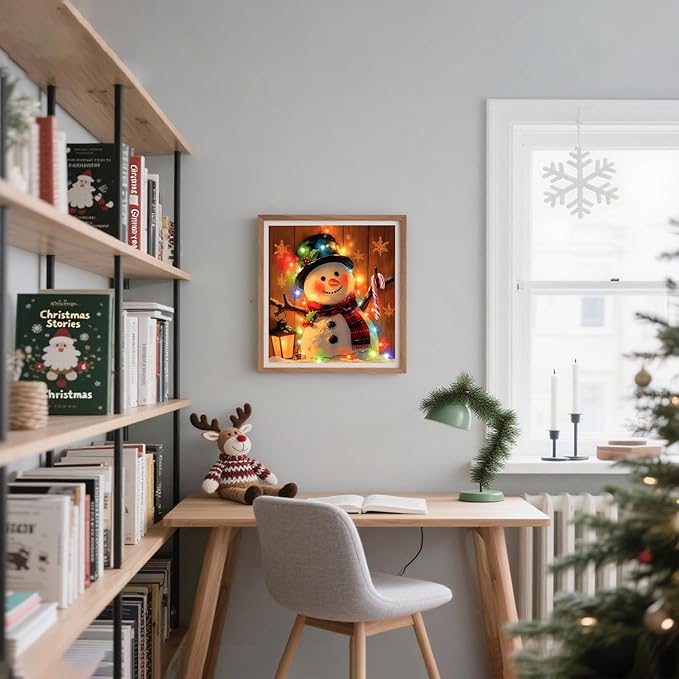 DIYDECORFUN Christmas Diamond Art Painting Kits for Adults Beginners,5D Snowman Diamond Painting Kit,DIY Full Round Drill Winter Paint with Diamond Dot Gem Art for Wall Decor Xmas Gift (14x14inch)