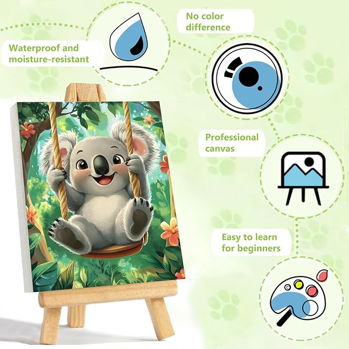 Reivworl Paint by Numbers Kit for Kids - with Frame and Easel, Koala Paint by Number Kids Age 6-8-12 Boys Girls, Paint by Numbers for Gifts and Decor (9.5X12Inch)