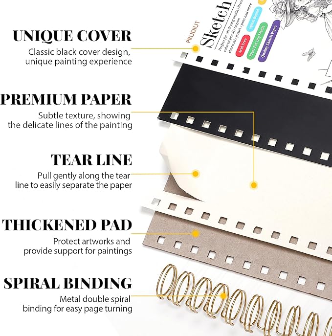 Sketch Book with 12 Color Pencil Set, 90 Sheets Spiral Sketchbook for Drawing (68lb/100gsm), Acid-Free Sketch Pad for Artist, Art Paper Drawing Supplies for Easter Gifts (5.5×8.5 inch)