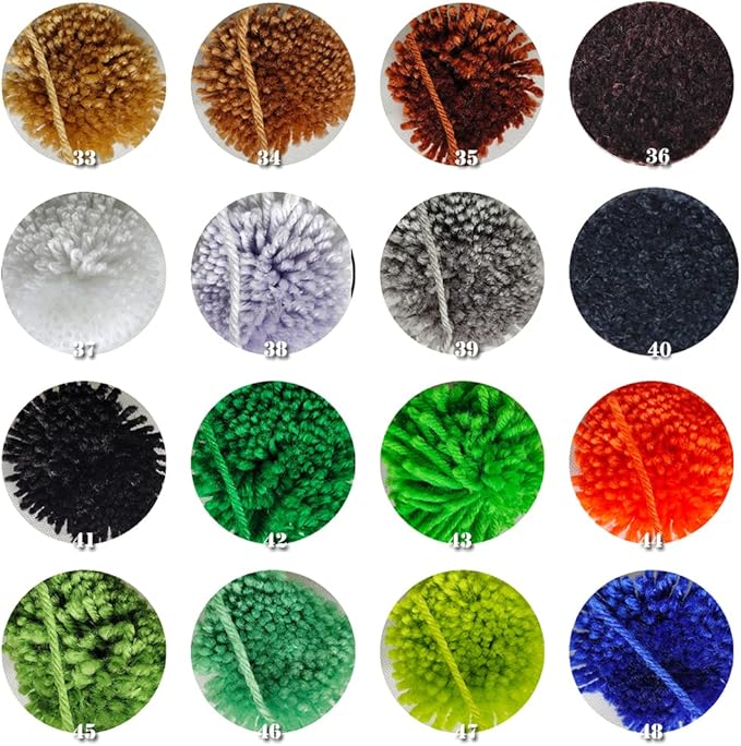 Yglnden 33-48 Colors Latch Hook Kit Colorful Yarn Bundles Cut Rug DIY Latch Hook Yarn for Handmake Craft Sewing Knitting for Adults (16pcs)