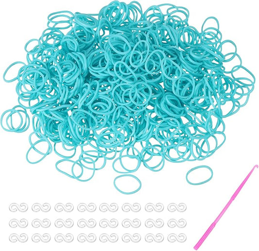 MECCANIXITY 600 Pcs Loom Rubber Bands Kit with 25 Pcs S-Clips 1-Hook Rubber Bands Refill Bracelet Making Kits for Weaving DIY Handcrafts Gift, Lake Blue