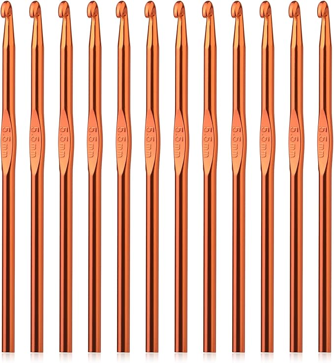 UzecPk 12PCS 5.5mm Aluminum Crochet Hooks, Size I (Size 9) Crochet Hook, Metal Crochet Needles Crochet Hooks Bulk for arn Craft Beginners Women Adults