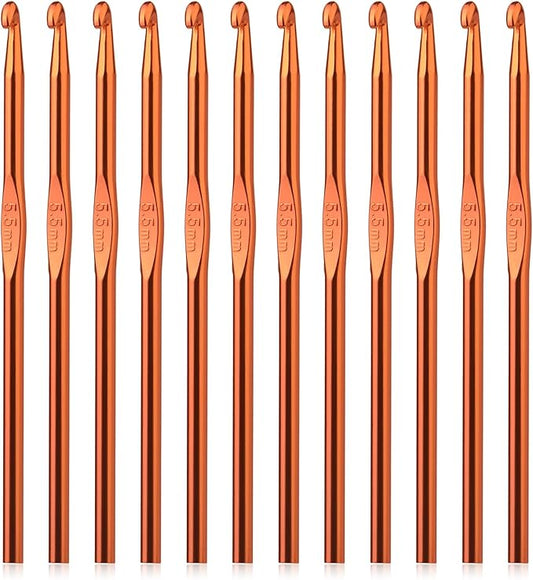 UzecPk 12PCS 5.5mm Aluminum Crochet Hooks, Size I (Size 9) Crochet Hook, Metal Crochet Needles Crochet Hooks Bulk for arn Craft Beginners Women Adults