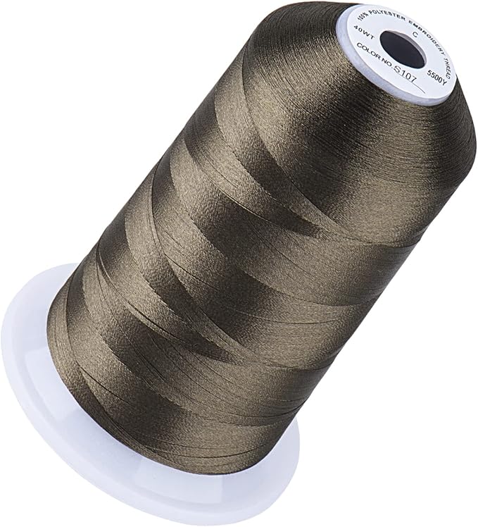 Simthread 5500Yds Embroidery Thread, 5000M High-Yardage 40WT 100% Polyester Thread – 170+ Vivid Colors, High-Speed Rated – Compatible with Brother, Singer, Janome & More - Gun Metal Gray S107