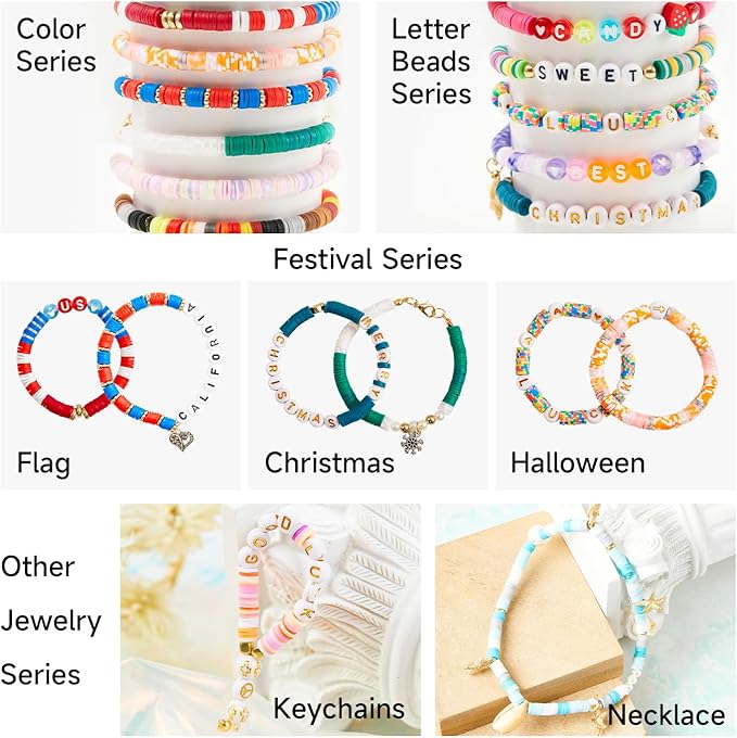 INSCRAFT 22000 Pcs Clay Beads for Bracelet Making Kit, 120 Colors Flat Round Polymer Clay Beads, Friendship Bracelet Kit Heishi Beads for DIY Jewelry Making, Crafts Gift for Girls Teen Ages 6-12