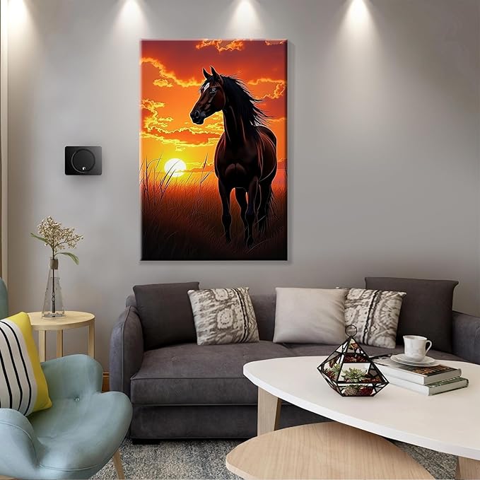 JOOZ Horse Paint by Numbers Kit for Adults with Frame Sunset Paint by Number with Easel Adult Paint by Number Kits Framed Canvas Oil Painting Kits for Home Wall Decor 8x12 Inch