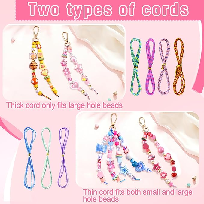 TOHONGADON 2200 PCS DIY Bag Charm Kits, Assorted 8 Colors Acrylic Heart Star Flower Letter Alphabet Beads, Beaded Keychain Making Kit for Women, Keychain Jewelry Making Kit with Beads
