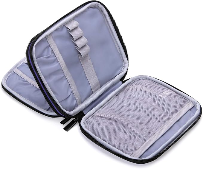 Damero Crochet Hook Case, Organizer Zipper Bag with Web Pockets for Various Crochet Needles and Knitting Accessories, Well Made and Easy to Carry, Medium, Blue Violet (No Accessories Included)