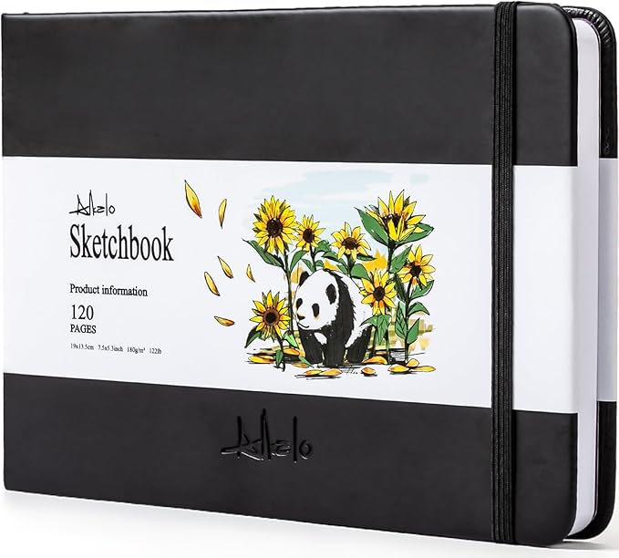 ALKALO Square Sketchbook for Drawing, 120 Pages Sketch Book, 122LB/180GSM Thick Paper, Mixed Media Sketchbook for Charcoal Pencil, Inks Pen, Colored Pencil, Acrylic Marker, Oil Pastel