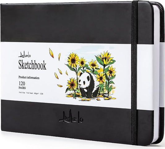 ALKALO Square Sketchbook for Drawing, 120 Pages Sketch Book, 122LB/180GSM Thick Paper, Mixed Media Sketchbook for Charcoal Pencil, Inks Pen, Colored Pencil, Acrylic Marker, Oil Pastel