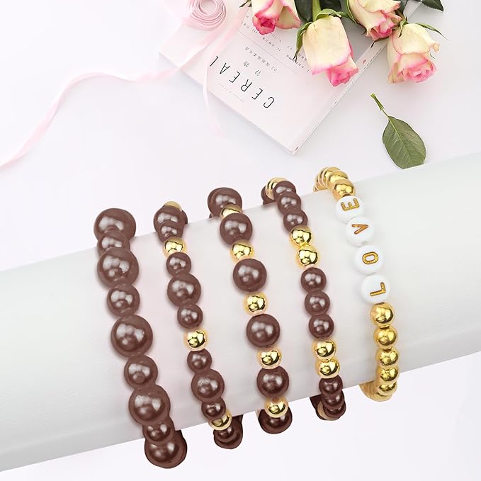 2116 PCS Pearl Beads for Bracelet Making Kit Gold Beads for Jewelry Making Kit Gold Small Spacer Bead Brown Pearl Bead for Crafting Charms Necklace Earrings DIY Craft for Women Adult