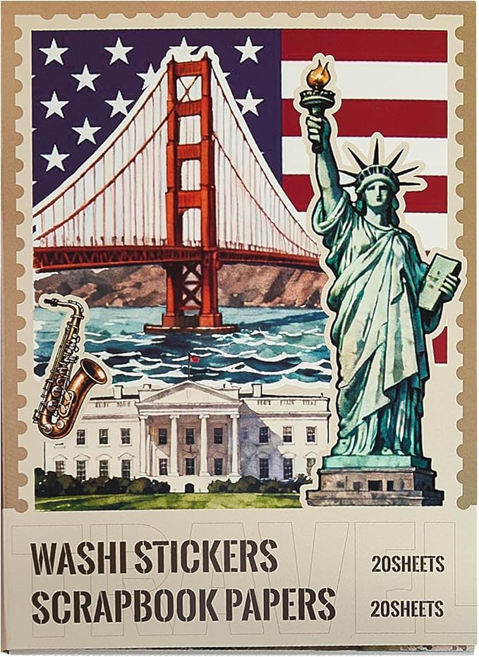 Gemmapylor 280PCS Travel Journaling Supplies, Scrapbook Paper Kit with 220+ Washi Stickers, Junk Journal Ephemera Set for Scrapbooking, Planner Decoration & Art Collage