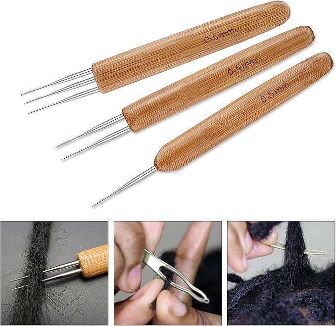 AUGSUN Dreadlock Crochet Hook Tool,Braid Hair Dreadlocks Needle, Interlocking Tool for Locs,Weaving Crochet for Braid Craft Knitting Needles (0.5mm)