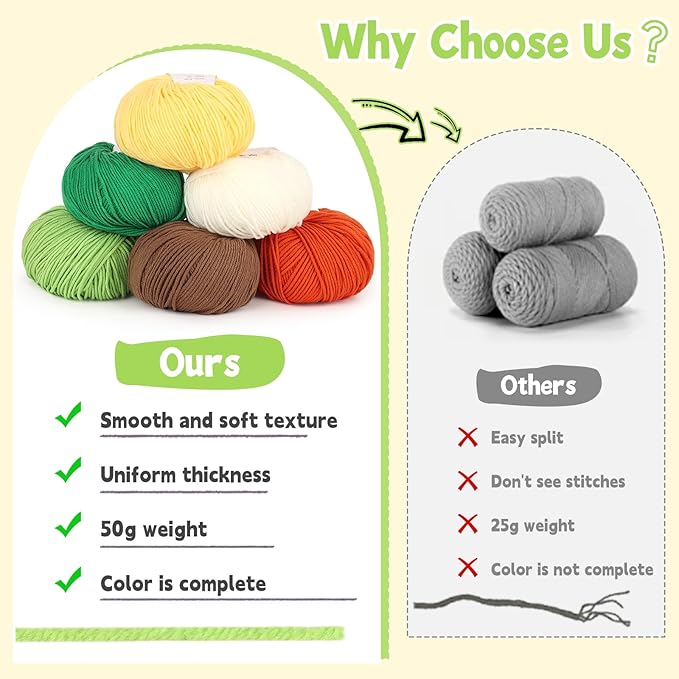 katech cotton yarn for crocheting-55% cotton 45% acrylic-4 medium (worsted)-super soft milk cotton yarn-great crochet and knitting starter kit for colorful craft（grass green）