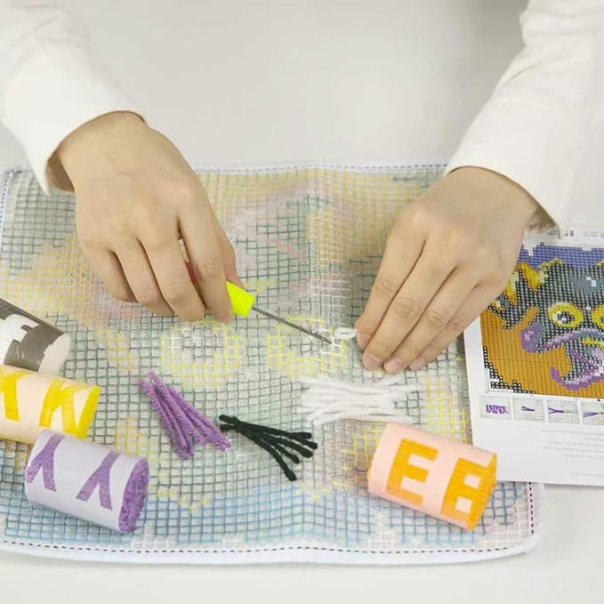 Numptain Latch Hook Kits for Adults,DIY Rug Crafts Koala Pattern Color Printed Canvas,Latch Hook Kits for Beginners Handmade Needlework Crafts Home Decoration,12"x12"