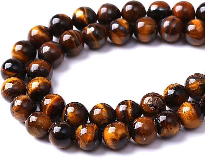 6mm 60pcs Natural Iron Yellow Tiger Eye Stone Beads for Jewelry Making Healing Energy Beads DIY Bracelet Necklace (6mm, Iron Yellow Tiger Eye Stone)