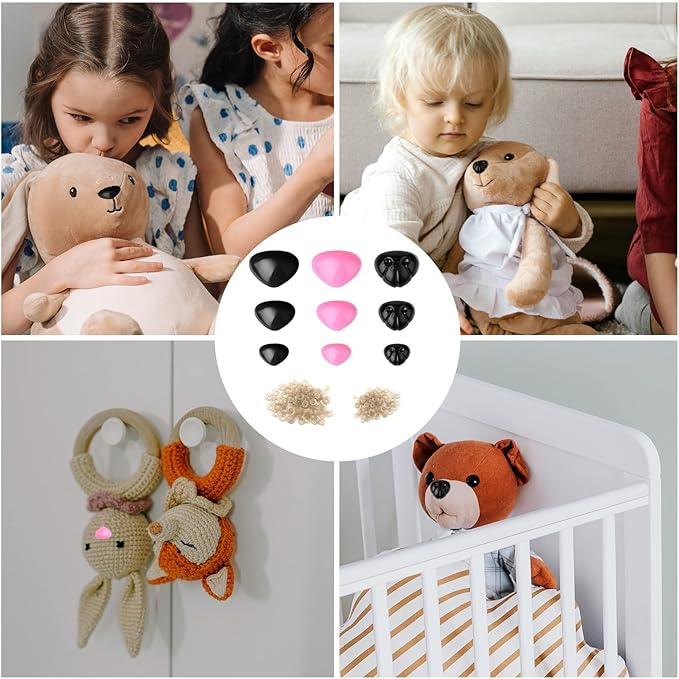 90pcs Safety Eyes and Noses for Amigurumi, Cute Doll Nose with Gaskets Animal Safety Noses for Crafts Safety Noses for Craft Doll Puppet Plush Toy Bear Accessories