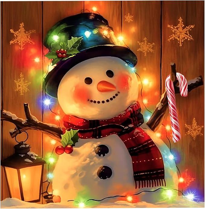 DIYDECORFUN Christmas Diamond Art Painting Kits for Adults Beginners,5D Snowman Diamond Painting Kit,DIY Full Round Drill Winter Paint with Diamond Dot Gem Art for Wall Decor Xmas Gift (14x14inch)