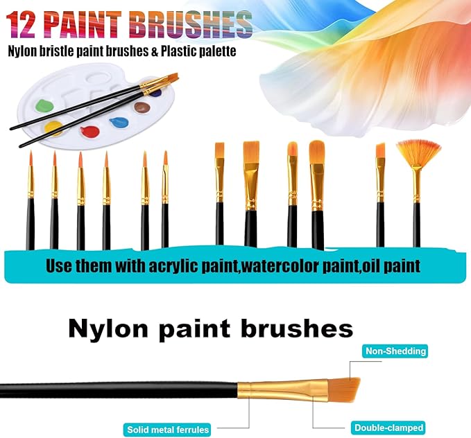 Watercolor Paint Set with 18 Vivid Jumbo Tubes (24ml&50ml), Complete Art Supplies with Guided Canvas Panels, Table Easel, Watercolor Papers, Brushes, Paint Kit for Students Beginners Young Artists