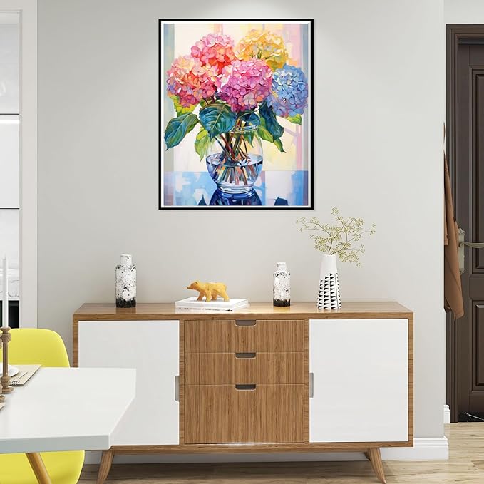 Flowers Square Drill Diamond Painting-Square Diamond Painting Kits,Flowers Gem Painting Kit for Adults,DIY Diamond Painting Square Drill and Crafts for Gifts and Home Wall Decor 12x16inch