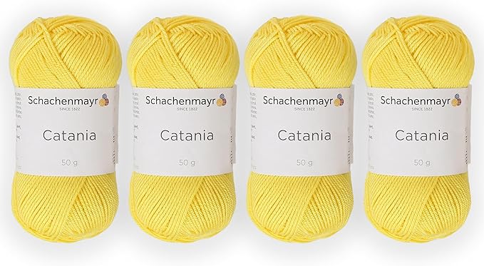 4 Skein/Pack Schachenmayr (SMC) Catania Originals Yarn, Each Ball 1.76 Oz (50gr) / 136 Yards (125 m), 100% Mercerized Cotton for Knitting and Crochet Yarn, Sport Weight, 280 - Dandelion
