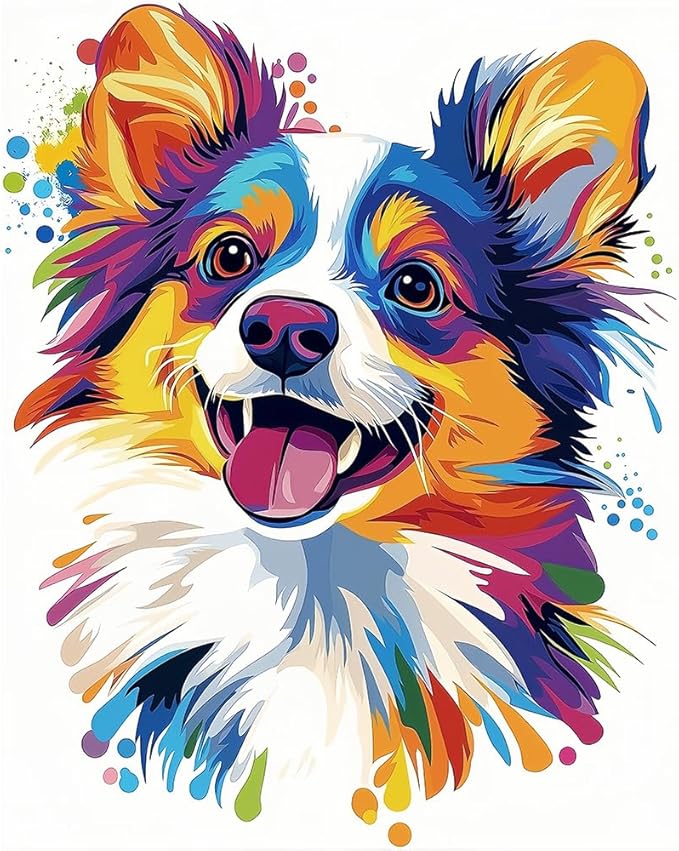 Natuyalo Paint by Number Kits for Adults, Colorful Dog Acrylic Easy Paint by Numbers for Adults Beginner, Animal DIY Painting by Numbers for Gift Home Wall Decor 16" x 20"